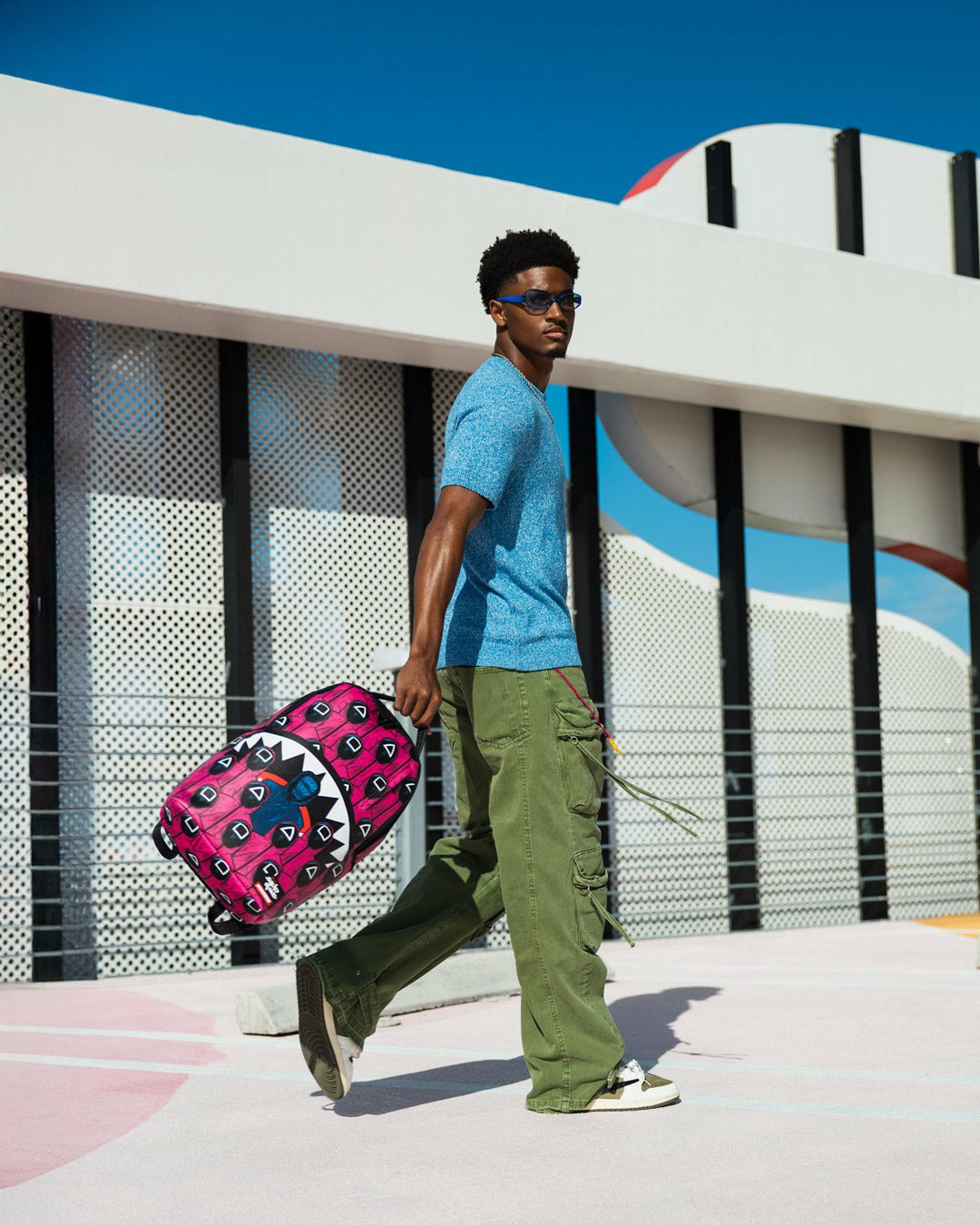 SQUID GAME COLLAB FRONT MAN & PINK GUARD SHARKS BACKPACK | Sprayground Discount
