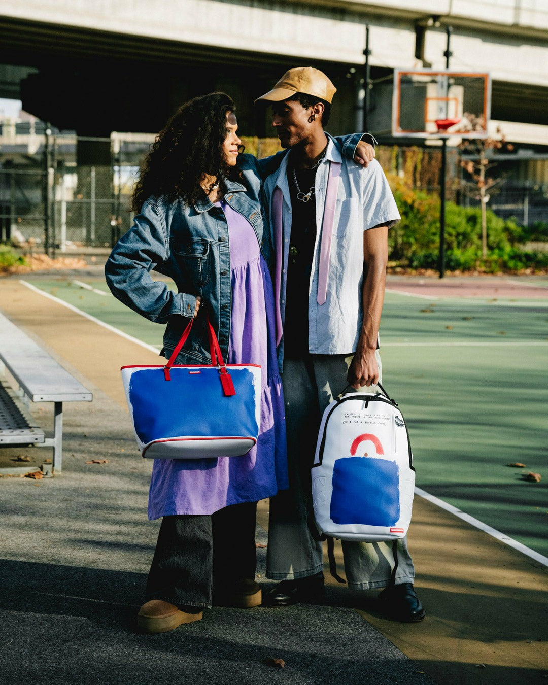 KEITH HARING BIG BLUE PURSE ART BACKPACK | Sprayground for sale